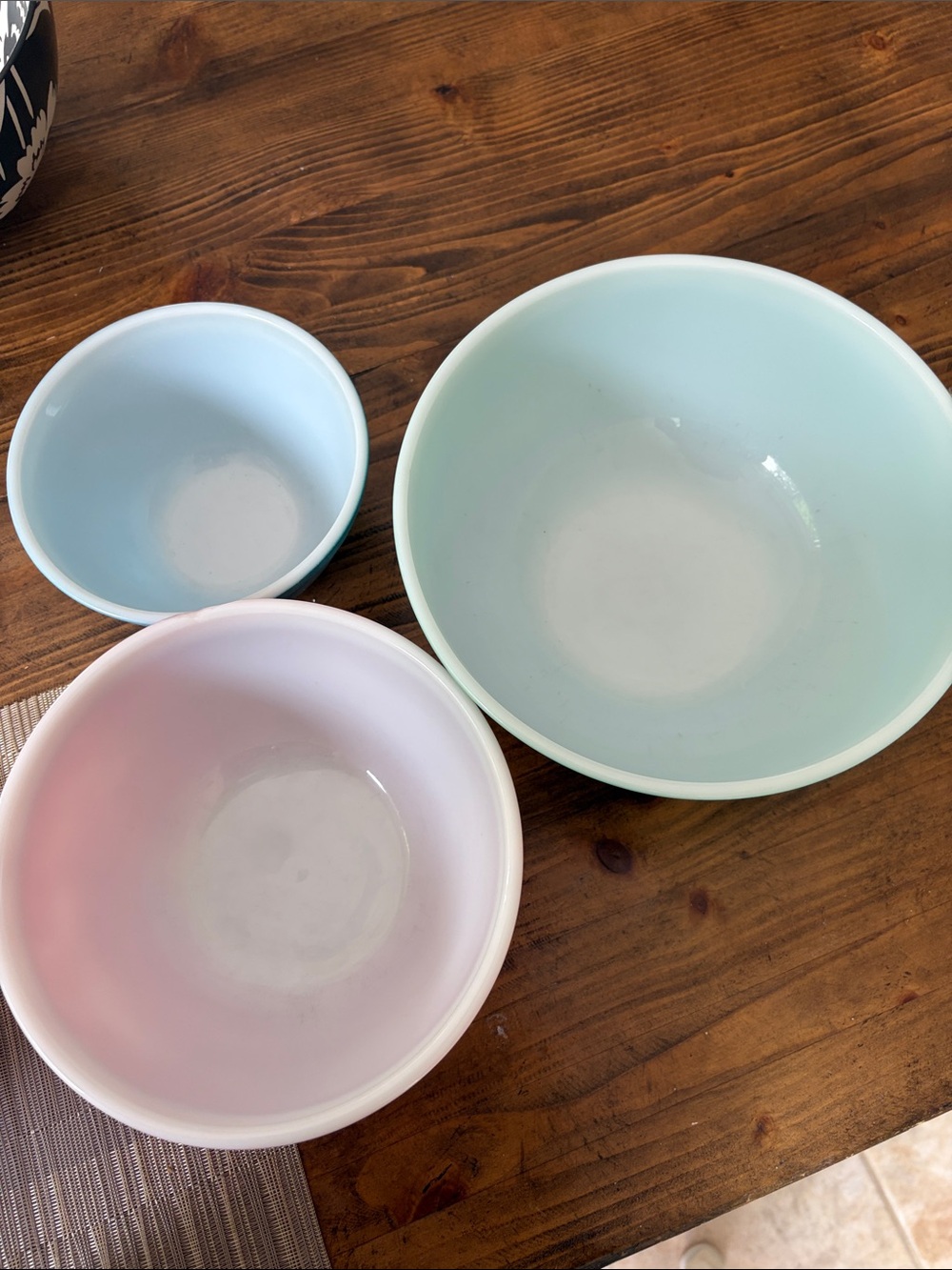Colorful Ceramic Pyrex Mixing Bowl Set - Red, Teal, Blue - Picture 6 of 10
